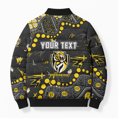 Personalized Richmond Tigers Bomber Puffer Jacket Aboriginal Pattern with Graffiti Style