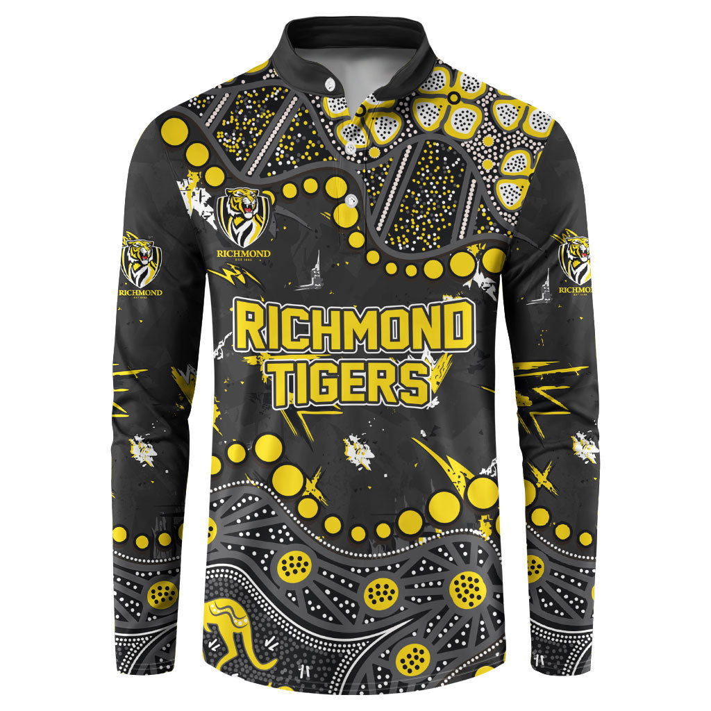 Personalized Richmond Tigers Button Sweatshirt Aboriginal Pattern with Graffiti Style