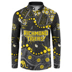 Personalized Richmond Tigers Button Sweatshirt Aboriginal Pattern with Graffiti Style