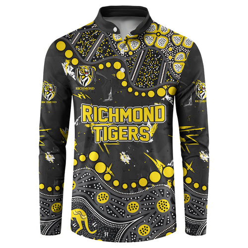 Personalized Richmond Tigers Button Sweatshirt Aboriginal Pattern with Graffiti Style