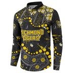 Personalized Richmond Tigers Button Sweatshirt Aboriginal Pattern with Graffiti Style