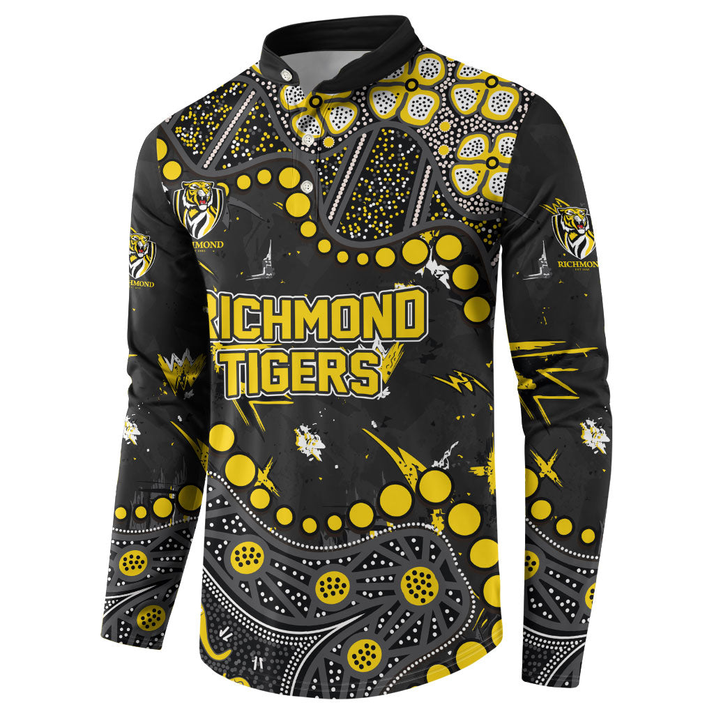 Personalized Richmond Tigers Button Sweatshirt Aboriginal Pattern with Graffiti Style