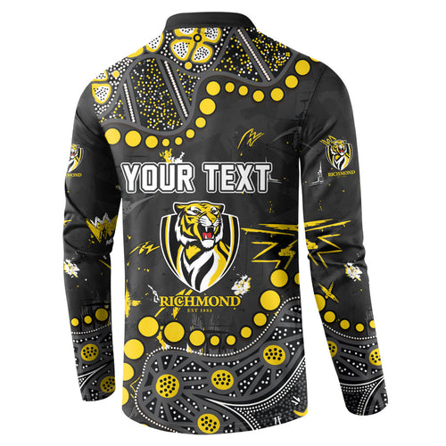 Personalized Richmond Tigers Button Sweatshirt Aboriginal Pattern with Graffiti Style