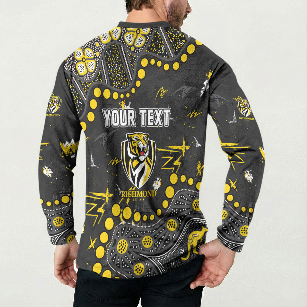 Personalized Richmond Tigers Button Sweatshirt Aboriginal Pattern with Graffiti Style