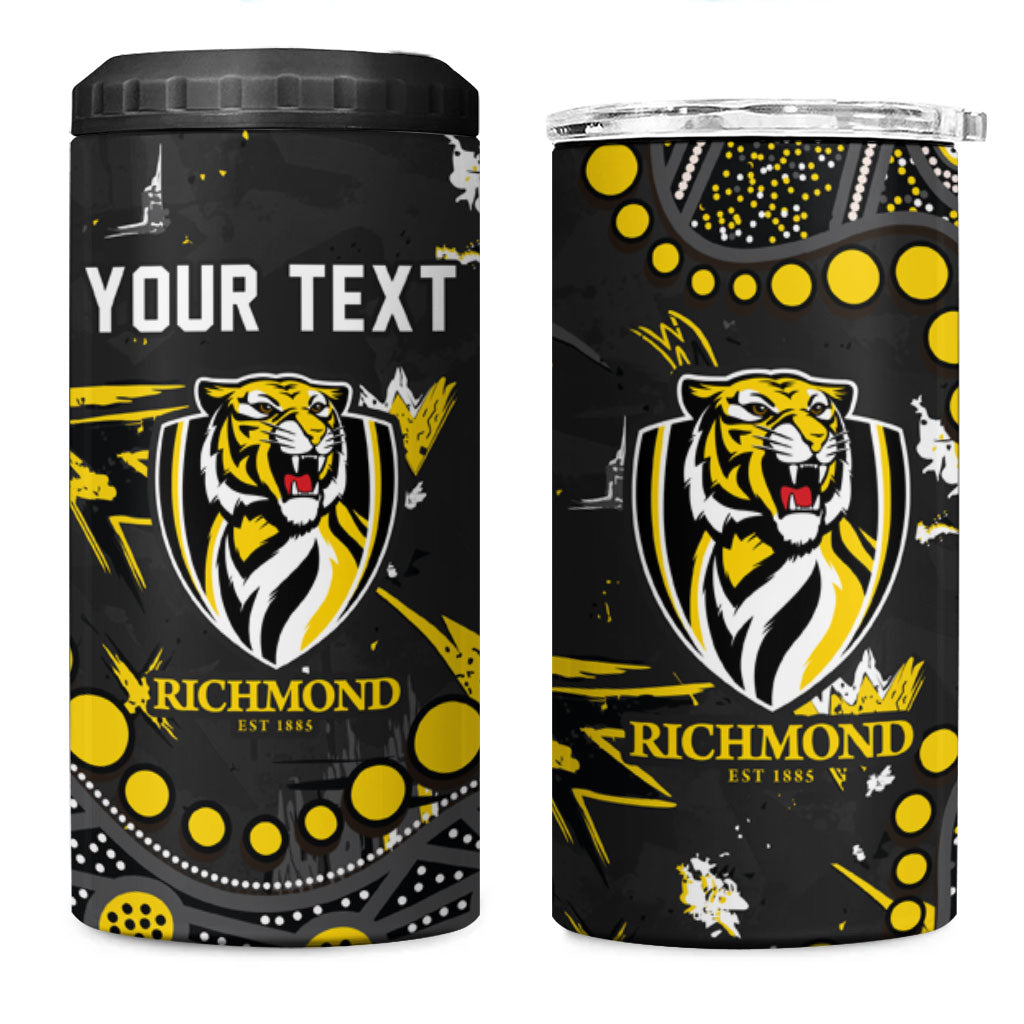 Personalized Richmond Tigers 4 in 1 Can Cooler Tumbler Aboriginal Pattern with Graffiti Style