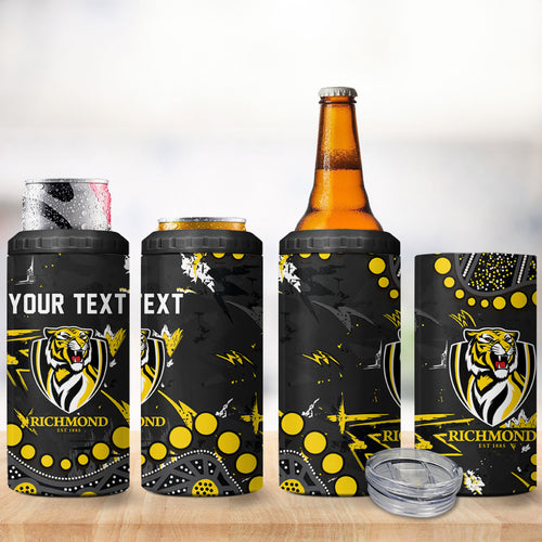 Personalized Richmond Tigers 4 in 1 Can Cooler Tumbler Aboriginal Pattern with Graffiti Style