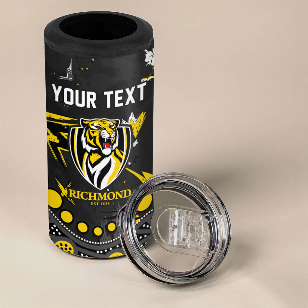 Personalized Richmond Tigers 4 in 1 Can Cooler Tumbler Aboriginal Pattern with Graffiti Style