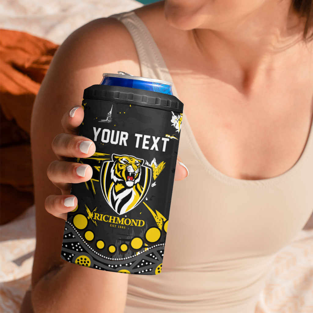 Personalized Richmond Tigers 4 in 1 Can Cooler Tumbler Aboriginal Pattern with Graffiti Style