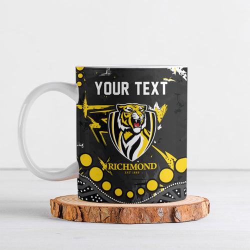 Personalized Richmond Tigers Ceramic Mug Aboriginal Pattern with Graffiti Style