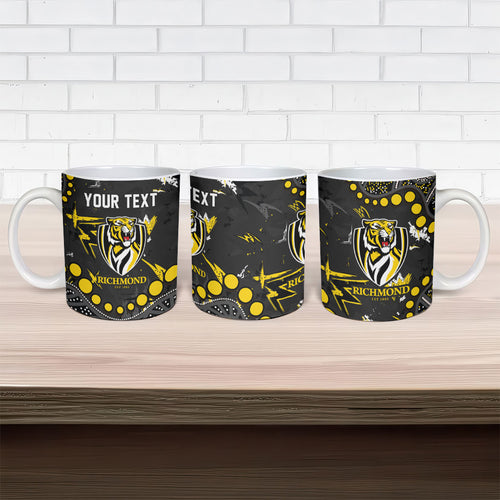 Personalized Richmond Tigers Ceramic Mug Aboriginal Pattern with Graffiti Style