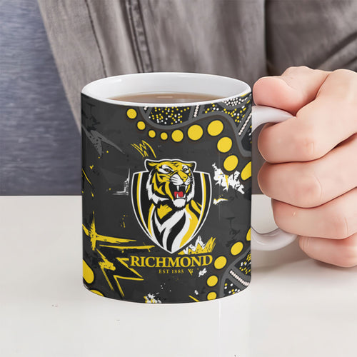 Personalized Richmond Tigers Ceramic Mug Aboriginal Pattern with Graffiti Style