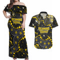 Personalized Richmond Tigers Couples Matching Off Shoulder Maxi Dress and Hawaiian Shirt Aboriginal Pattern with Graffiti Style