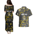 Personalized Richmond Tigers Couples Matching Puletasi and Hawaiian Shirt Aboriginal Pattern with Graffiti Style
