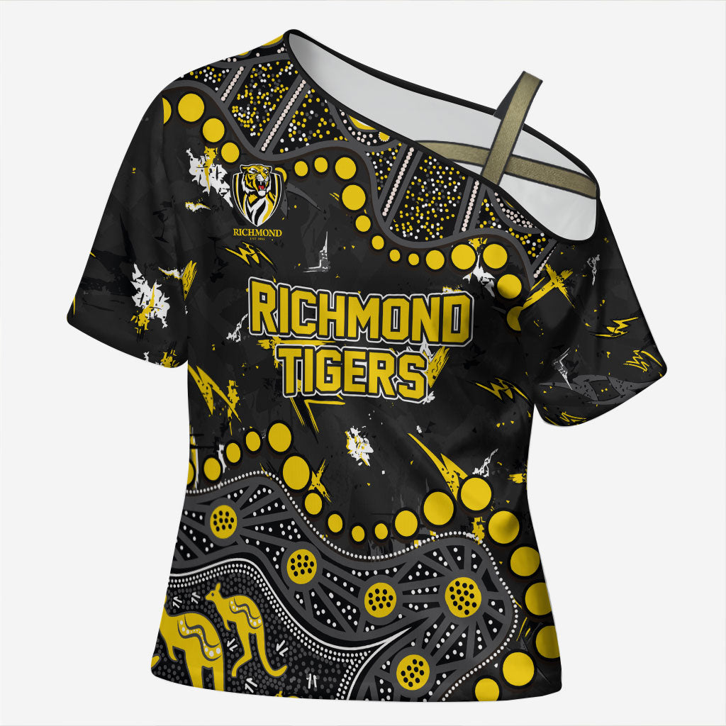 Personalized Richmond Tigers Cross Shoulder Shirt Aboriginal Pattern with Graffiti Style