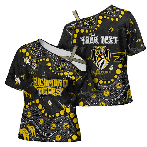 Personalized Richmond Tigers Cross Shoulder Shirt Aboriginal Pattern with Graffiti Style