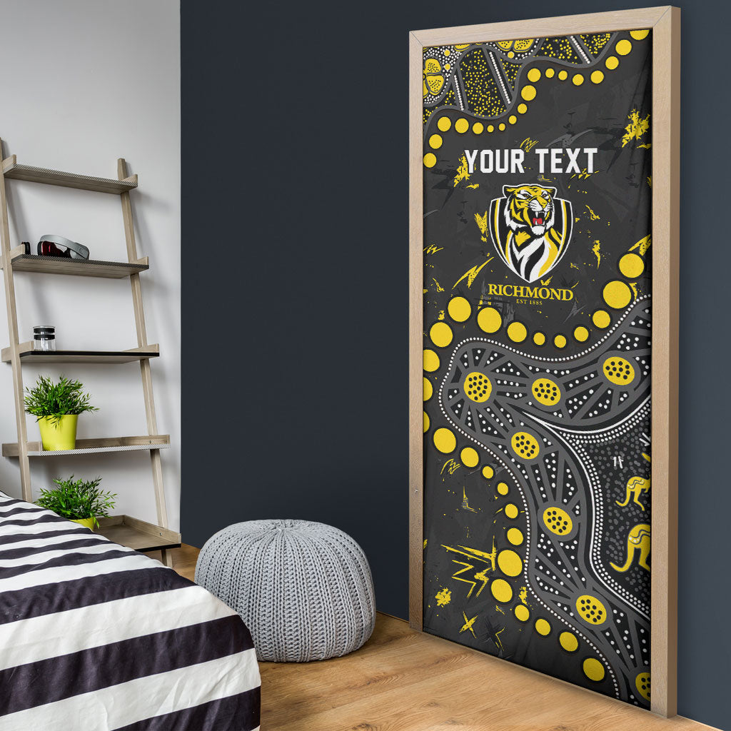 Personalized Richmond Tigers Door Cover Aboriginal Pattern with Graffiti Style