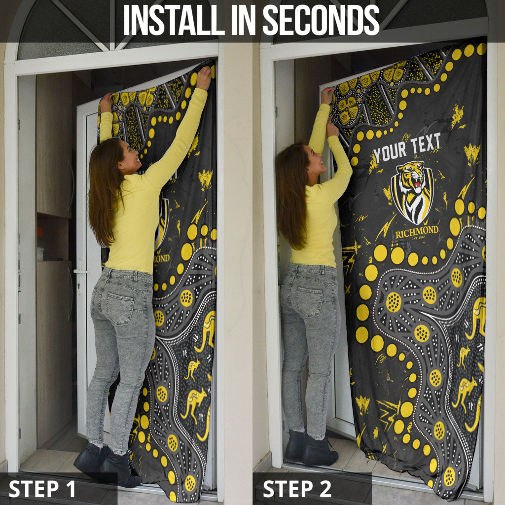 Personalized Richmond Tigers Door Cover Aboriginal Pattern with Graffiti Style