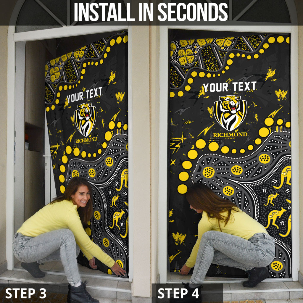 Personalized Richmond Tigers Door Cover Aboriginal Pattern with Graffiti Style