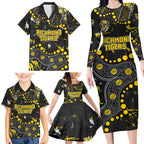 Personalized Richmond Tigers Family Matching Long Sleeve Bodycon Dress and Hawaiian Shirt Aboriginal Pattern with Graffiti Style