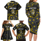Personalized Richmond Tigers Family Matching Long Sleeve Bodycon Dress and Hawaiian Shirt Aboriginal Pattern with Graffiti Style