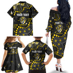 Personalized Richmond Tigers Family Matching Off The Shoulder Long Sleeve Dress and Hawaiian Shirt Aboriginal Pattern with Graffiti Style