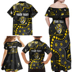 Personalized Richmond Tigers Family Matching Off Shoulder Maxi Dress and Hawaiian Shirt Aboriginal Pattern with Graffiti Style