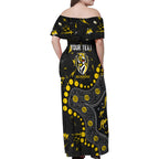 Personalized Richmond Tigers Family Matching Off Shoulder Maxi Dress and Hawaiian Shirt Aboriginal Pattern with Graffiti Style