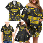 Personalized Richmond Tigers Family Matching Off Shoulder Short Dress and Hawaiian Shirt Aboriginal Pattern with Graffiti Style
