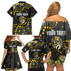 Personalized Richmond Tigers Family Matching Off Shoulder Short Dress and Hawaiian Shirt Aboriginal Pattern with Graffiti Style