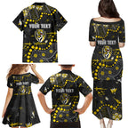 Personalized Richmond Tigers Family Matching Puletasi and Hawaiian Shirt Aboriginal Pattern with Graffiti Style