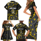 Personalized Richmond Tigers Family Matching Short Sleeve Bodycon Dress and Hawaiian Shirt Aboriginal Pattern with Graffiti Style