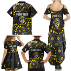 Personalized Richmond Tigers Family Matching Summer Maxi Dress and Hawaiian Shirt Aboriginal Pattern with Graffiti Style