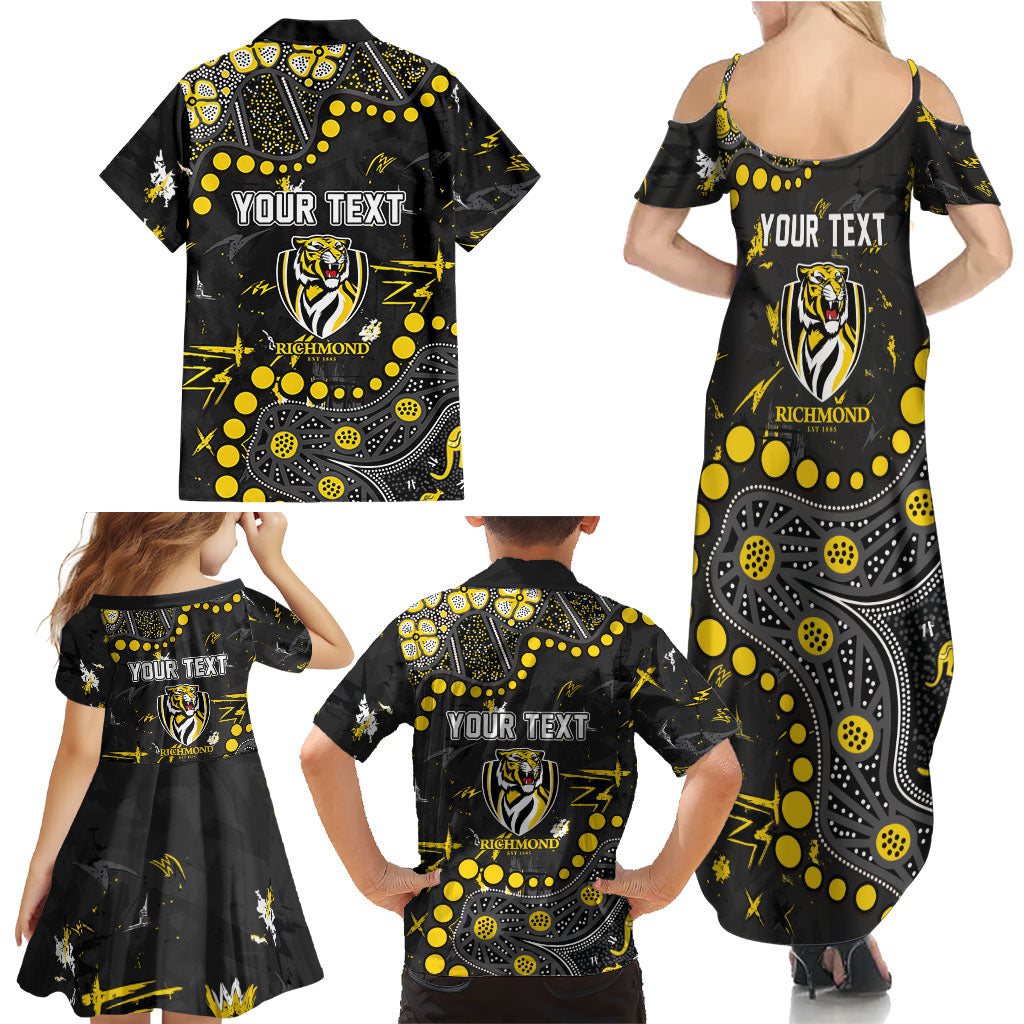 Personalized Richmond Tigers Family Matching Summer Maxi Dress and Hawaiian Shirt Aboriginal Pattern with Graffiti Style