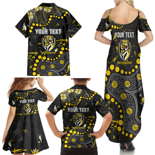 Personalized Richmond Tigers Family Matching Summer Maxi Dress and Hawaiian Shirt Aboriginal Pattern with Graffiti Style