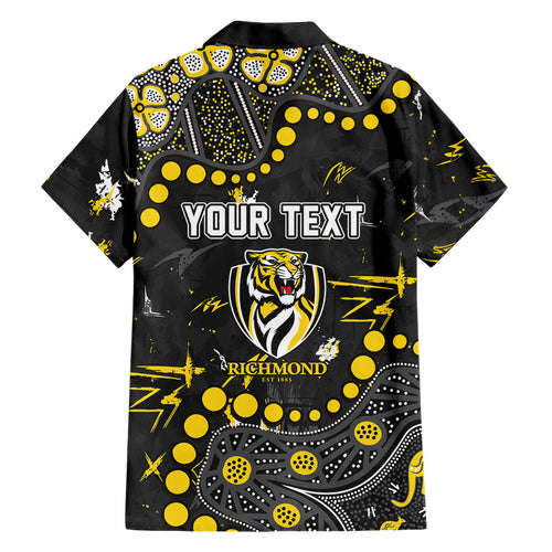 Personalized Richmond Tigers Family Matching Summer Maxi Dress and Hawaiian Shirt Aboriginal Pattern with Graffiti Style