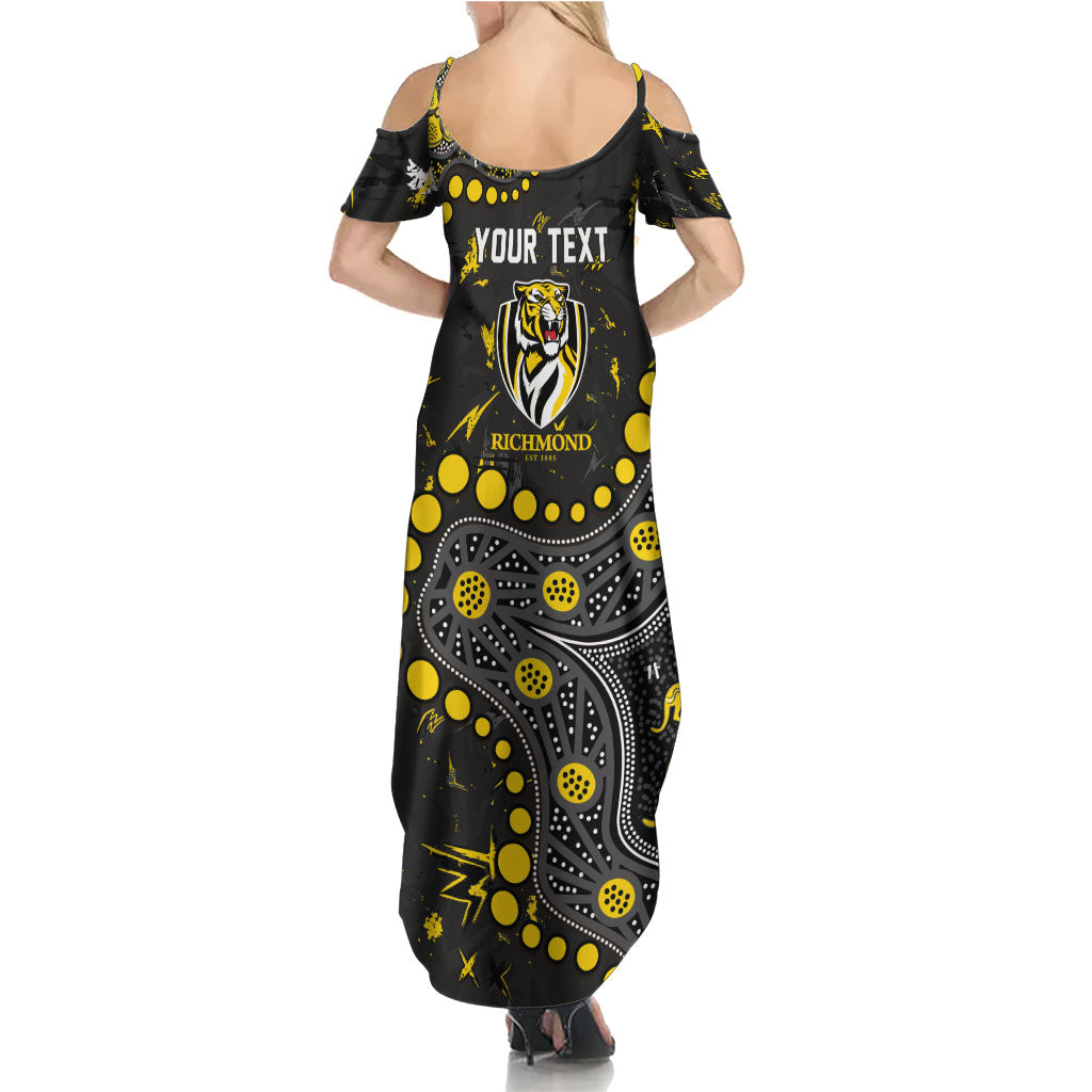 Personalized Richmond Tigers Family Matching Summer Maxi Dress and Hawaiian Shirt Aboriginal Pattern with Graffiti Style