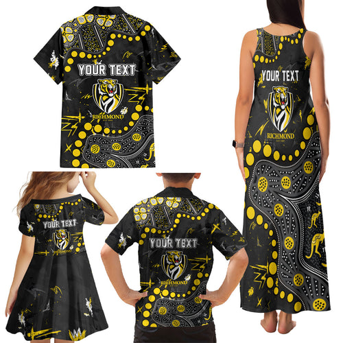 Personalized Richmond Tigers Family Matching Tank Maxi Dress and Hawaiian Shirt Aboriginal Pattern with Graffiti Style