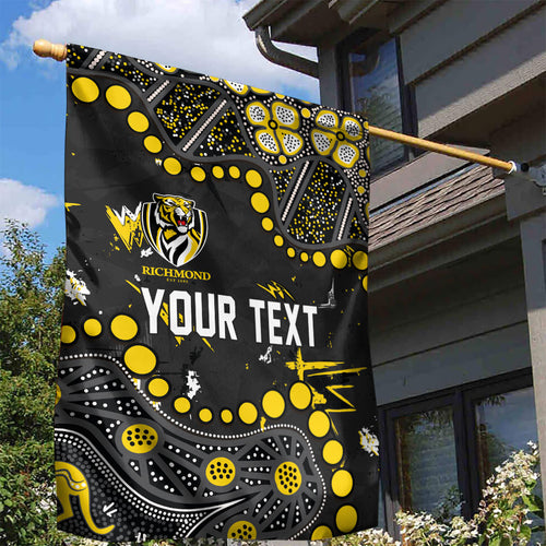 Personalized Richmond Tigers Garden Flag Aboriginal Pattern with Graffiti Style