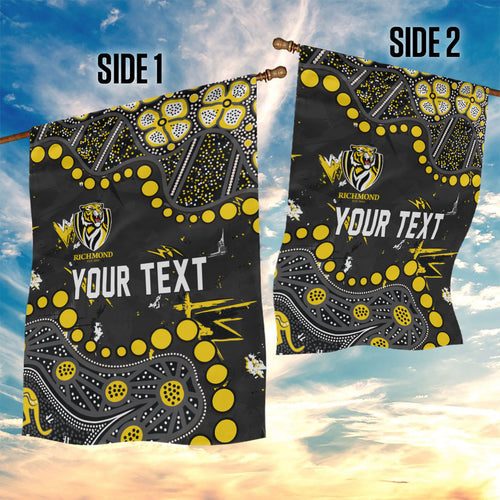 Personalized Richmond Tigers Garden Flag Aboriginal Pattern with Graffiti Style