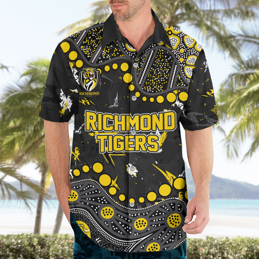 Personalized Richmond Tigers Hawaiian Shirt Aboriginal Pattern with Graffiti Style