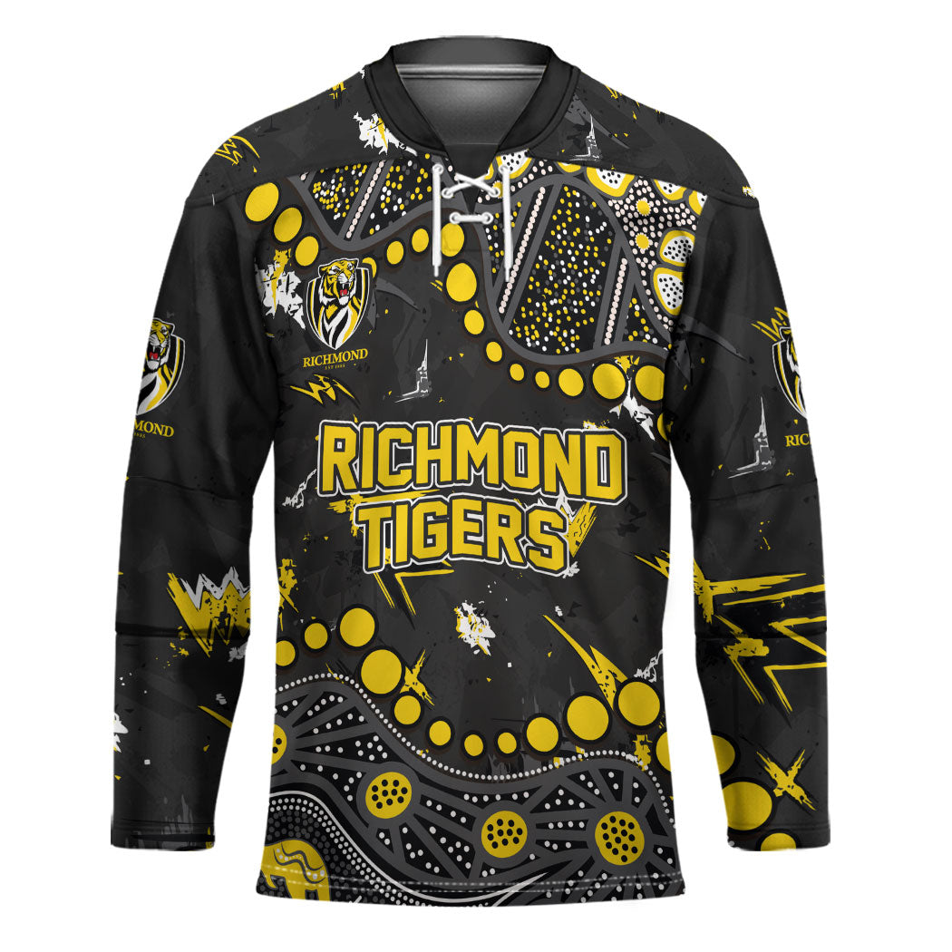 Personalized Richmond Tigers Hockey Jersey Aboriginal Pattern with Graffiti Style