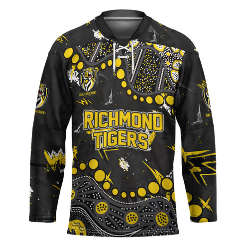 Personalized Richmond Tigers Hockey Jersey Aboriginal Pattern with Graffiti Style