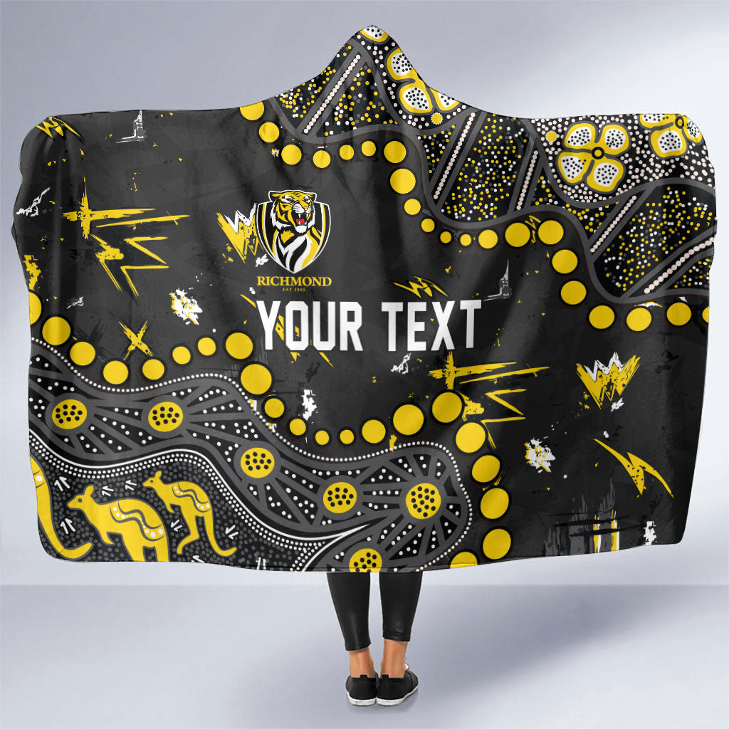 Personalized Richmond Tigers Hooded Blanket Aboriginal Pattern with Graffiti Style