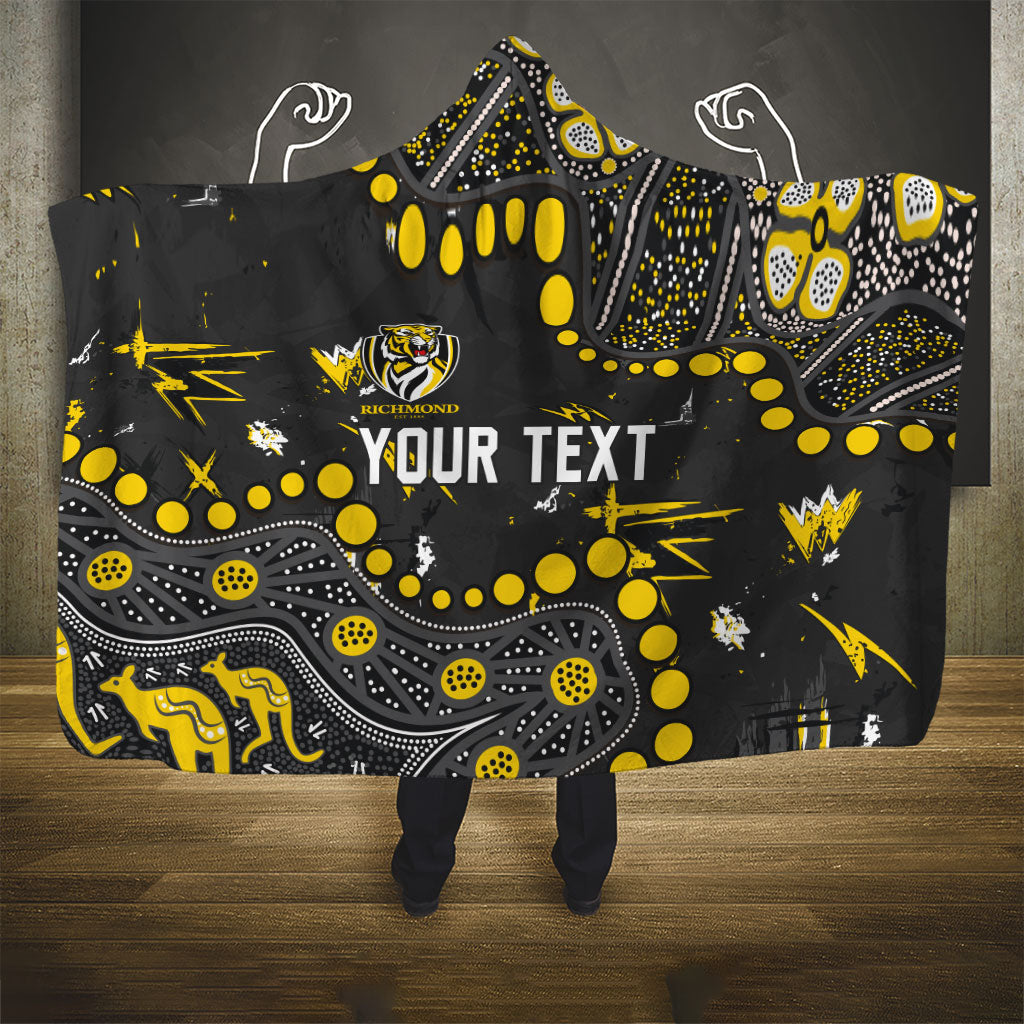 Personalized Richmond Tigers Hooded Blanket Aboriginal Pattern with Graffiti Style
