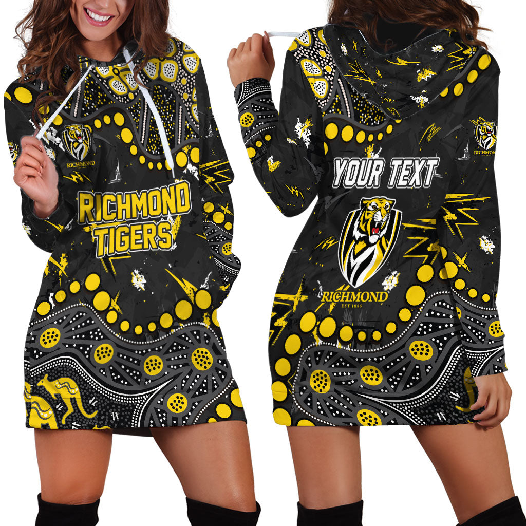 Personalized Richmond Tigers Hoodie Dress Aboriginal Pattern with Graffiti Style
