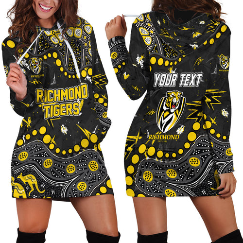 Personalized Richmond Tigers Hoodie Dress Aboriginal Pattern with Graffiti Style