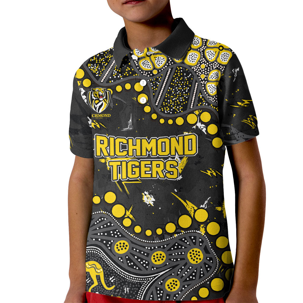 Personalized Richmond Tigers Kid Polo Shirt Aboriginal Pattern with Graffiti Style