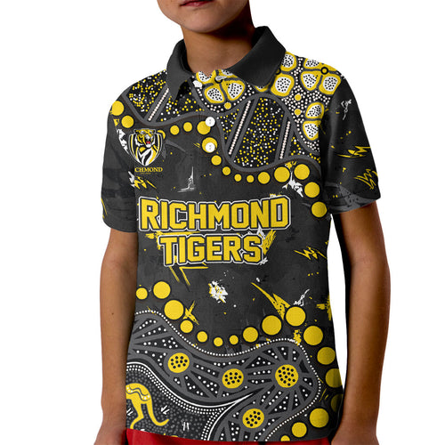 Personalized Richmond Tigers Kid Polo Shirt Aboriginal Pattern with Graffiti Style