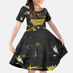 Personalized Richmond Tigers Kid Short Sleeve Dress Aboriginal Pattern with Graffiti Style