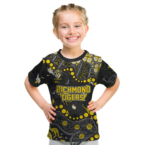 Personalized Richmond Tigers Kid T Shirt Aboriginal Pattern with Graffiti Style